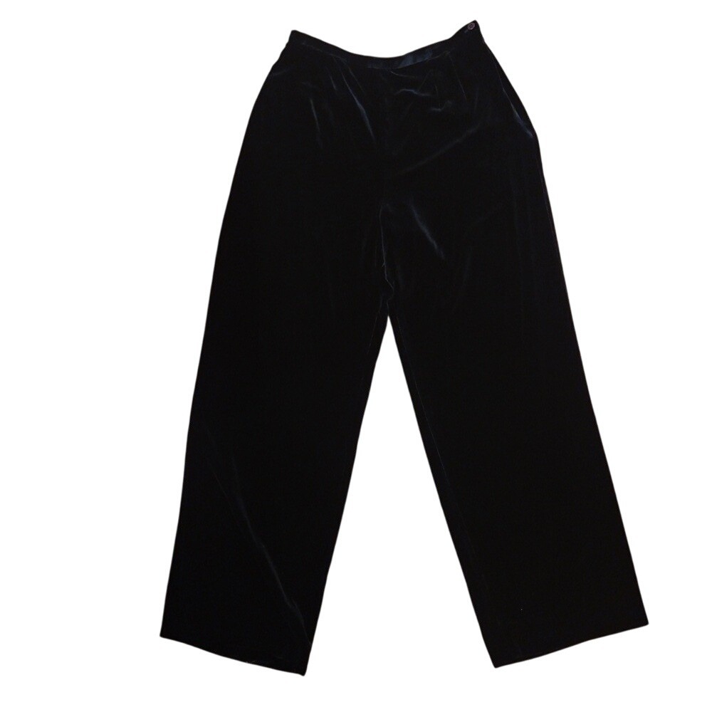 Talbots Petites Black Velvet Silk Cropped Pants‎ size 10P Y2K
